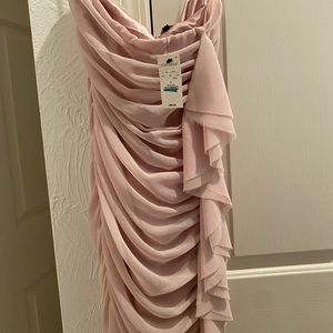 Strapless cocktail Pink rushed dress.